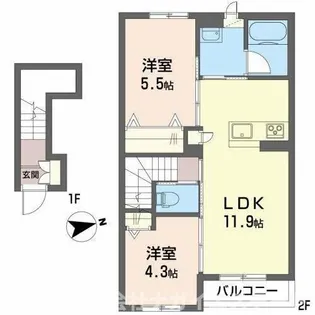 カーサ・アザレア【2階】の間取り
