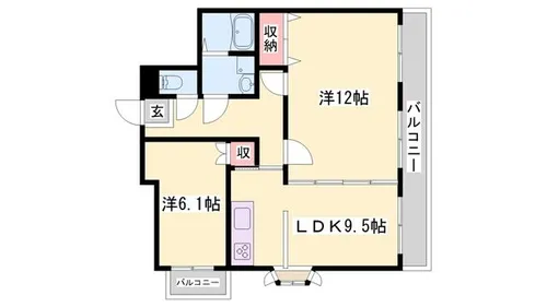 ノーブル今在家【201号室】の間取り