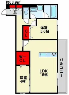 メゾンシュシュ【203号室】の間取り