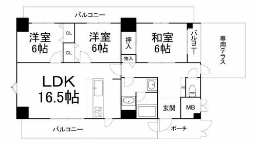 エルセレーノ九条【806号室】の間取り