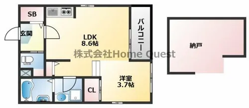 ハーモニーテラス下小阪【1階】の間取り
