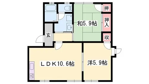 アビタシオン海浜 A棟【201号室】の間取り