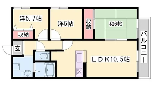 ドムール姫路【108号室】の間取り