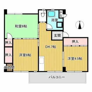 五番町ハイツ B棟【307号室】の間取り
