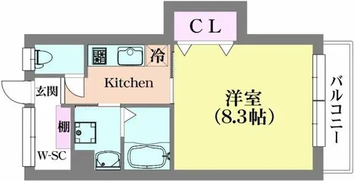 ラムール下三条【1階】の間取り