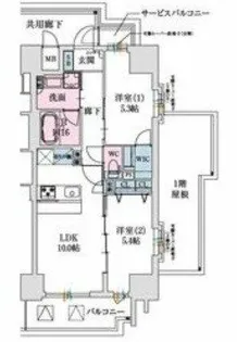 スプランディッド都島【15階】の間取り