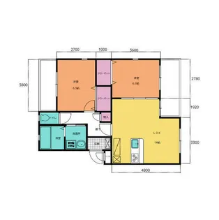 2LDKの間取り画像