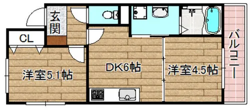 シャーメゾン朝日【101号室】の間取り