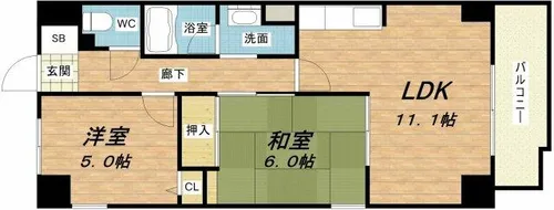 ライフコート南堀江【11階】の間取り