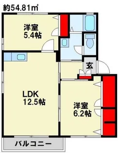 アクシス本城 B棟【204号室】の間取り