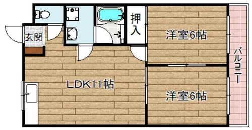パレ若松【306号室】の間取り