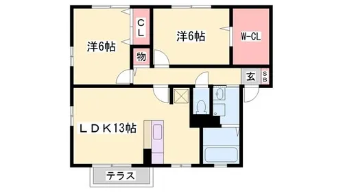 エヴァーコート段町A【201号室】の間取り