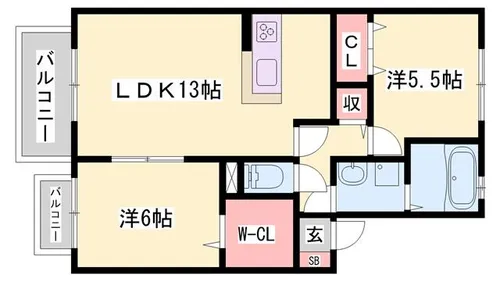 ラフィネ宮前【102号室】の間取り