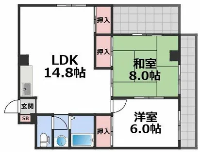 シャンボール今里Ⅱ番館【2階】の間取り