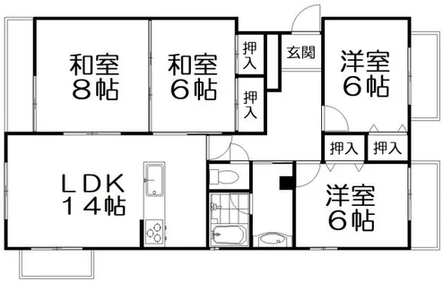 グリーンタウン東香里マンション【4階】の間取り