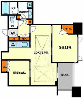 ウェリスタワー京町堀【24階】の間取り