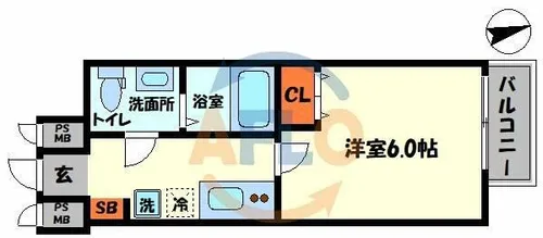 アドバンス難波南ノエル【9階】の間取り