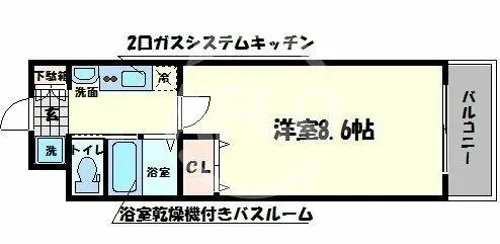 アドバンス難波ウインズ【8階】の間取り