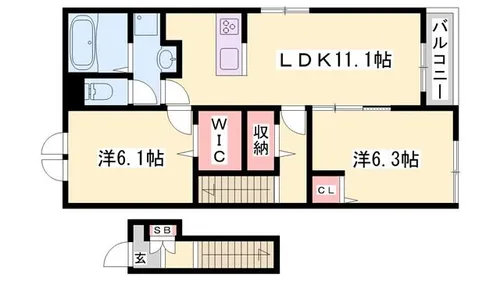 フクダパークサイド1【201号室】の間取り