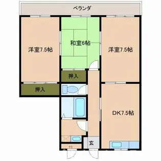 ユニオンコーポラスしんまち【206号室】の間取り