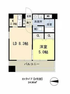 ドゥーエ谷町【10階】の間取り