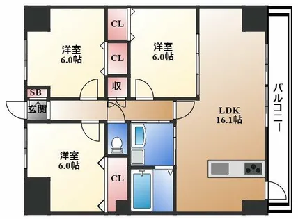 ノーブル徳川【8階】の間取り