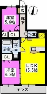 ラフィーネ mu棟【102号室】の間取り