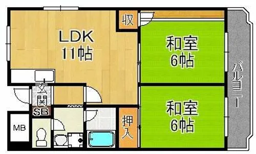 日宝ライフ放出西【8階】の間取り
