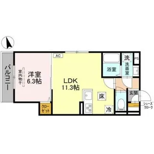 GRAMM御陵荒木C【1階】の間取り