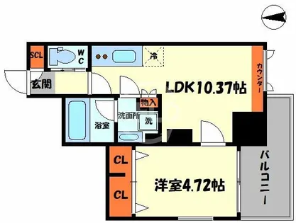 プレジオ難波ASIAN【6階】の間取り