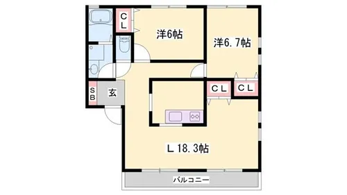 アベニューB【202号室】の間取り