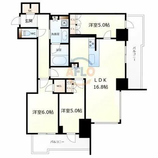 シエリアタワー大阪堀江【5階】の間取り