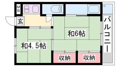 ビレッジハウス今在家【1-201号室】の間取り