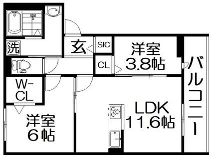 メゾンドアヴェルⅥ【2階】の間取り