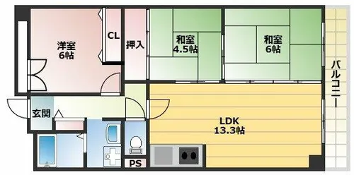 パルハセトン香里園【4階】の間取り