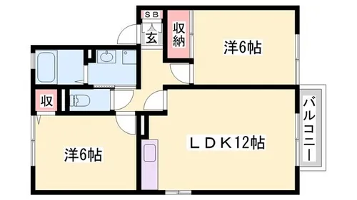 セジュール関戸B棟【203号室】の間取り