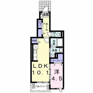 アンソレイユ北原Ⅱ【1階】の間取り