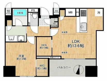 ザ・パークハウス大阪梅田タワー【16階】の間取り