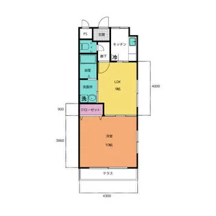 ユースハイムT.K【101号室】の間取り