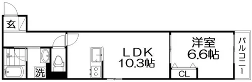 ウイング牧野駅前【305号室】の間取り