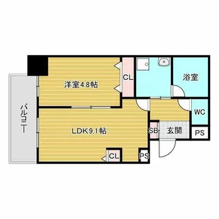 ブロード服部天神駅前レジデンス【1階】の間取り