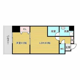 ブロード服部天神駅前レジデンス【2階】の間取り