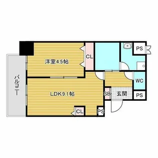 ブロード服部天神駅前レジデンス【4階】の間取り