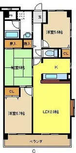 パークサイド上原【6階】の間取り