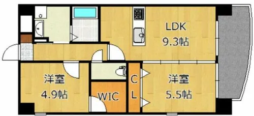 ザ.ヒルズ戸畑【10階】の間取り