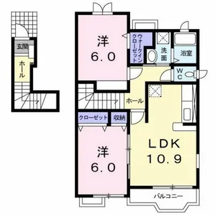ペンサミエントB【2階】の間取り