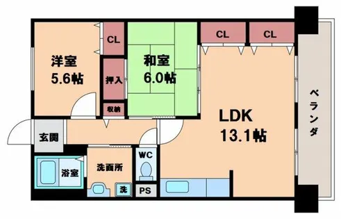 コーシャハイツ相生 2棟【5階】の間取り