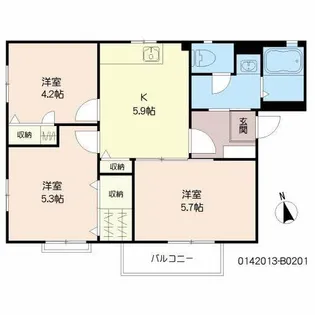 シャーメゾン野中B棟【201号室】の間取り