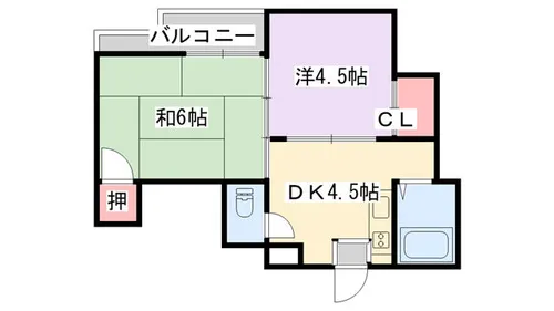 エムハイツ御幸【1C号室】の間取り