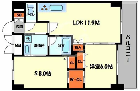 シャンピア西田辺【5階】の間取り